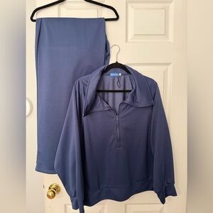 Blue Zip-Up Tracksuit Set